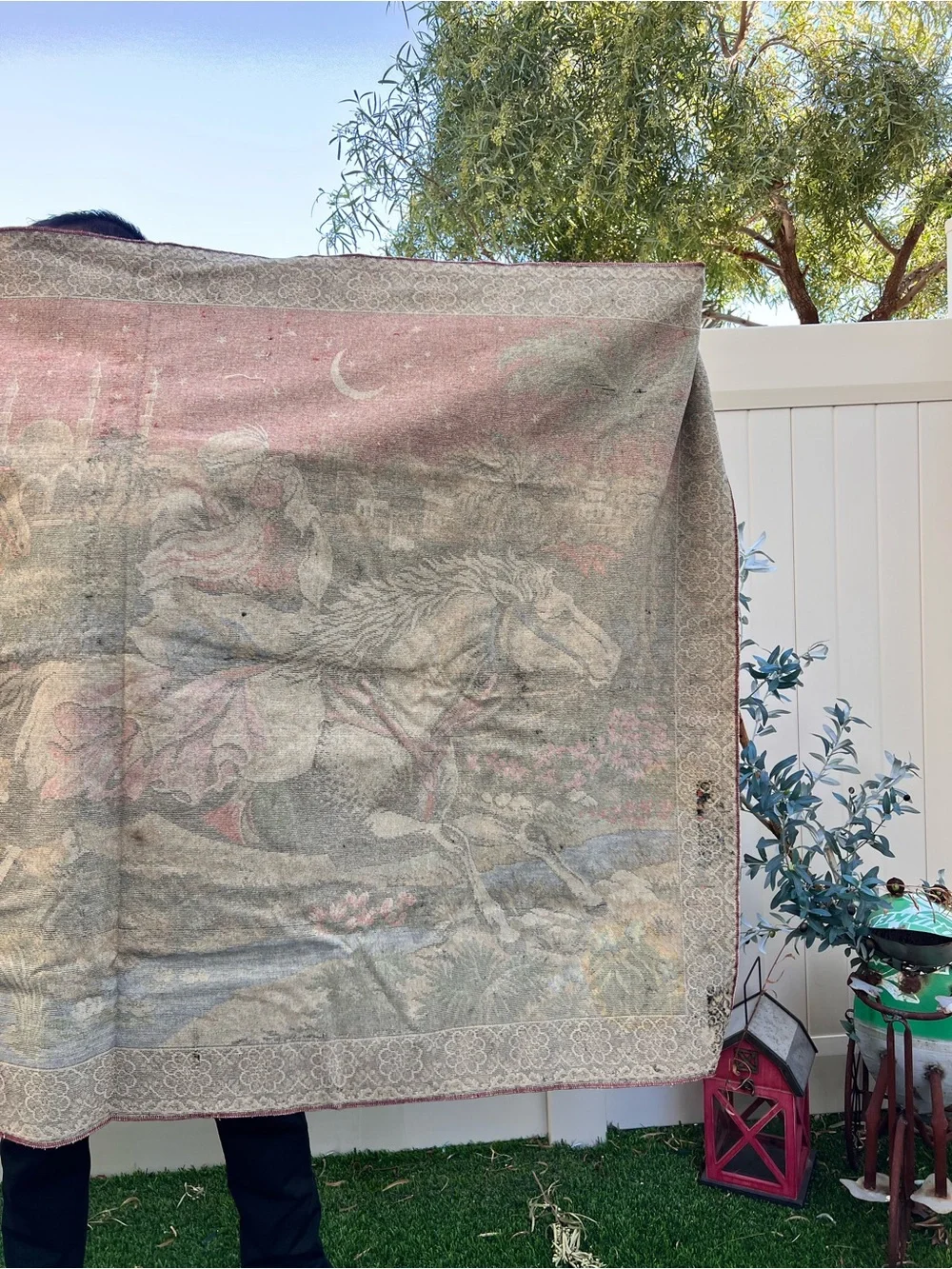 Large Vintage Arabian Nights Tapestry Wall Hanging 72”‎ x 48” Boho Maximalist